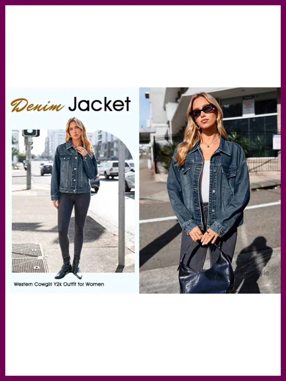 Cropped Denim Jacket Western Y2K Concert Outfit Oversized